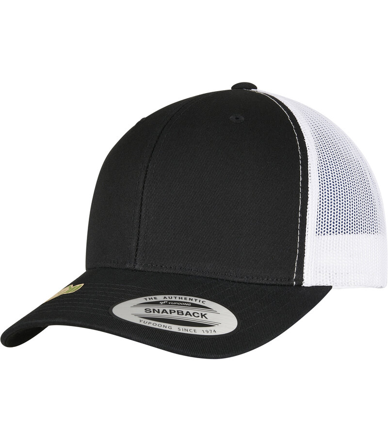 Flexfit-Yupoong_Recycled-Retro-Trucker-Cap-2-Tone_FF6606RT_6606RT_black-white_angle