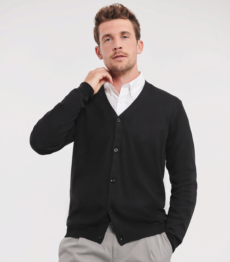 Russell_Mens-V-neck-Cardigan_715M_0R715M036_Model_front