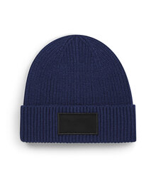 Beechfield_Fashion-Patch-Beanie_B442R_oxford-navy_black_flat-shot