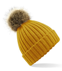 Beechfield_Faux-Fur-Pop-Pom-Chunky-Beanie_B412_Mustard