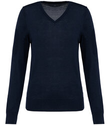 Kariban-Premium_Ladies-V-neck-Merino-Jumper_PK911_DEEPNAVY