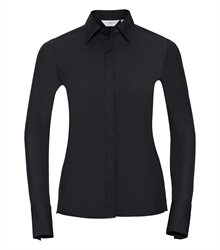 Russell-Ladies-Long-Sleeve-Fitted-Ultimate-Stretch-Shirt-960F-black-front