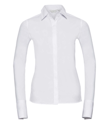 Russell-Ladies-Long-Sleeve-Fitted-Ultimate-Stretch-Shirt-960F-white-front