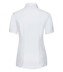 Russell-Ladies-Short-Sleeve-Fitted-Ultimate-Stretch-Shirt-961F-white-back