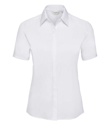 Russell-Ladies-Short-Sleeve-Fitted-Ultimate-Stretch-Shirt-961F-white-front