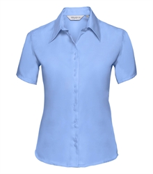Russell-Ladies-Short-Sleeve-Tailored-Ultimate-Non-Iron-Shirt-957F-Bright-sky-front