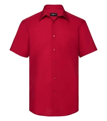 Russell-Mens-Cap-Sleeve-Fitted-Polycotton-Poplin-Shirt-925M-classic-red-front