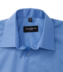 Russell-Mens-Cap-Sleeve-Fitted-Polycotton-Poplin-Shirt-925M-corporate-blue-detail