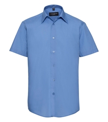 Russell-Mens-Cap-Sleeve-Fitted-Polycotton-Poplin-Shirt-925M-corporate-blue-front