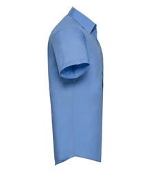 Russell-Mens-Cap-Sleeve-Fitted-Polycotton-Poplin-Shirt-925M-corporate-blue-side