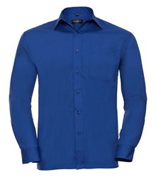 Russell-Mens-Long-Sleeve-Classic-Polycotton-Poplin-Shirt-934M-bright-royal-front