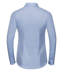 Russell-ladies-long-sleeve-tailored-herringbone-shirt-962F-light-blue-back