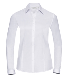 Russell-ladies-long-sleeve-tailored-herringbone-shirt-962F-white-front