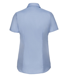 Russell-ladies-short-sleeve-tailored-herringbone-shirt-963F-light-blue-back