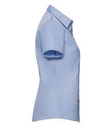 Russell-ladies-short-sleeve-tailored-herringbone-shirt-963F-light-blue-side