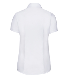 Russell-ladies-short-sleeve-tailored-herringbone-shirt-963F-white-back