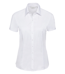 Russell-ladies-short-sleeve-tailored-herringbone-shirt-963F-white-front