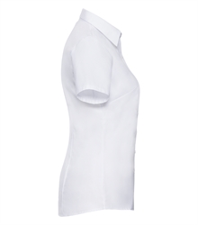 Russell-ladies-short-sleeve-tailored-herringbone-shirt-963F-white-side