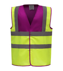 Yoko_Hi-Vis-2-Band---Braces-Waistcoat_HVW100_Hi-Vis-Yellow_Raspberry_Front